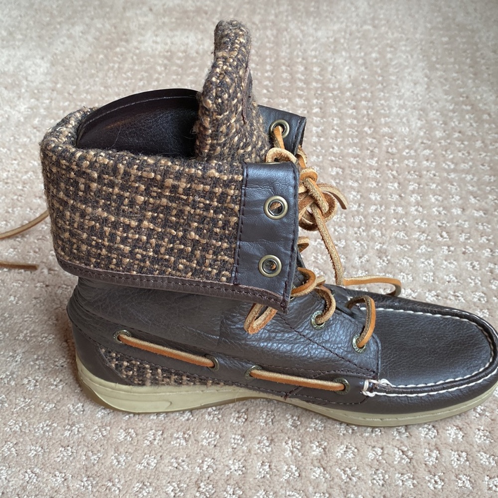 Sperry Top Sider Plaid Leather High Top Shoes
